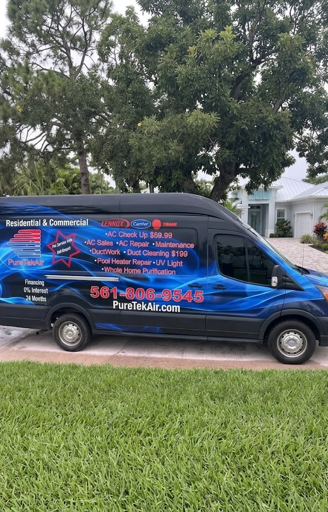 PureTek Air branded service van parked in a Florida neighborhood