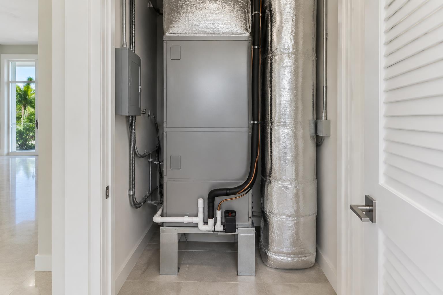 Illustrative clean residential air handler installation in a South Florida home